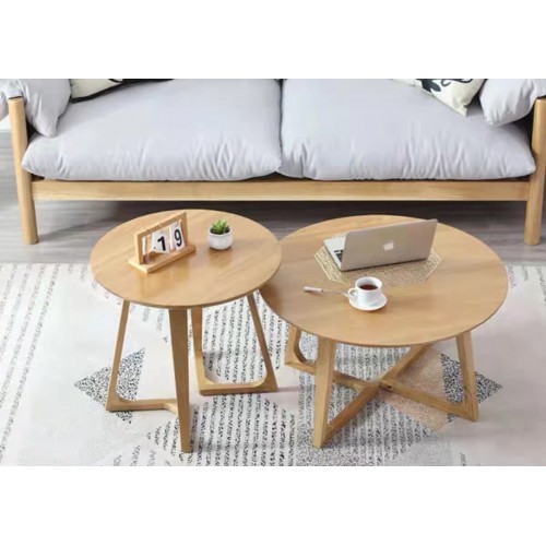 Natural Solid Oak M shape Round Coffee Table and Lamp Table (new arrival)